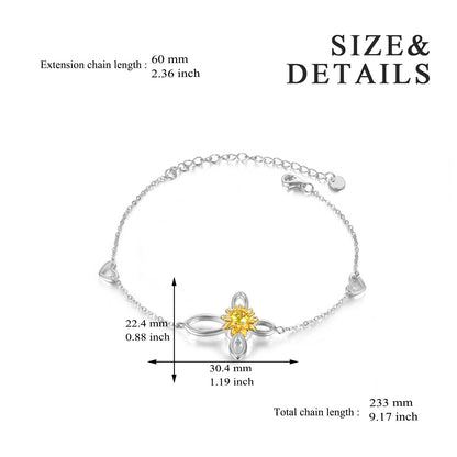 Bracelet de crémation pour cendres Bracelet urne en argent sterling 925 Bijoux de crémation tournesol