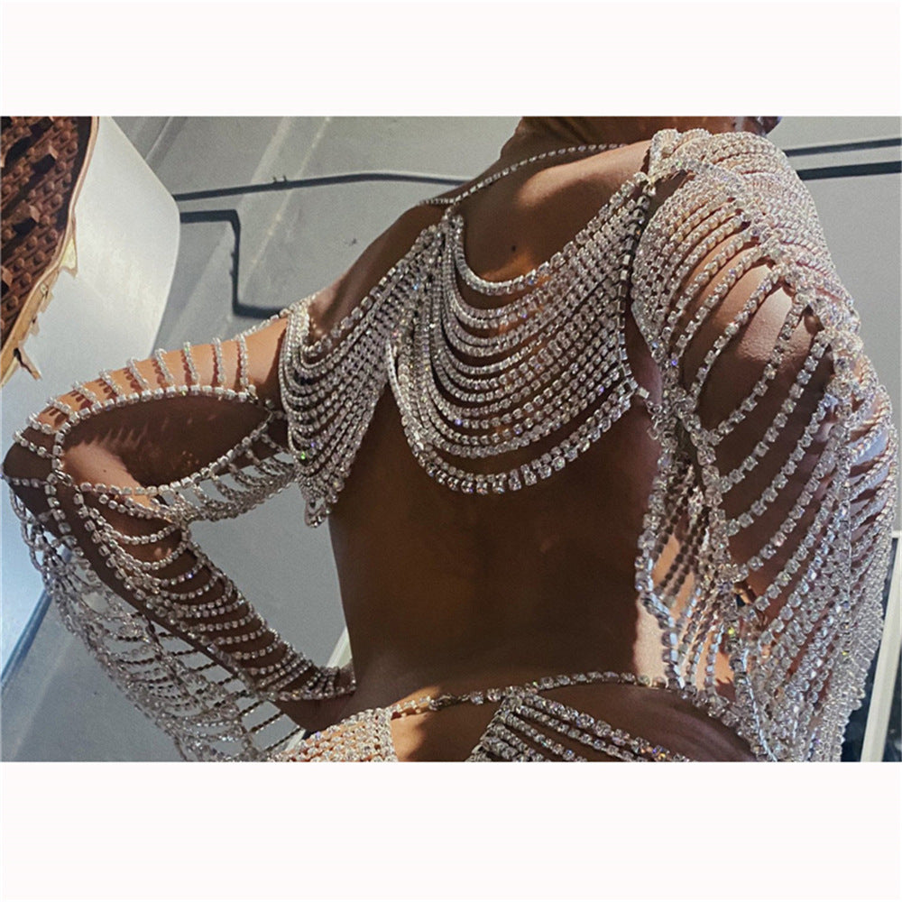 Shiny Multilayer Rhinestone Body Chain Nightclub