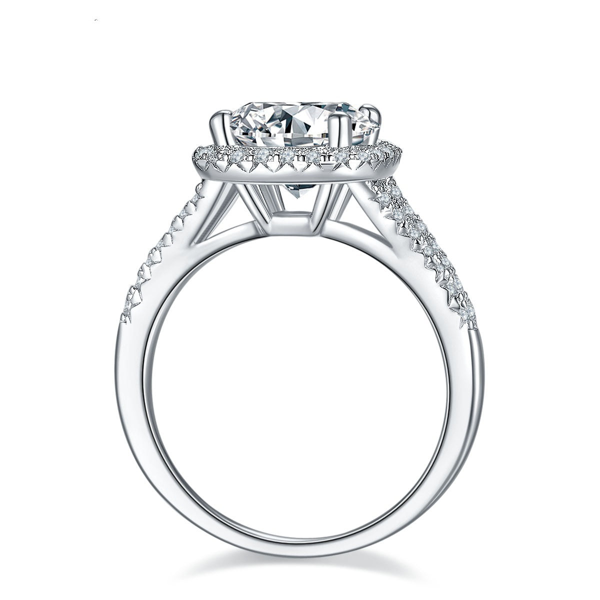 Silver Plated White Gold Moissanite Women's Ring