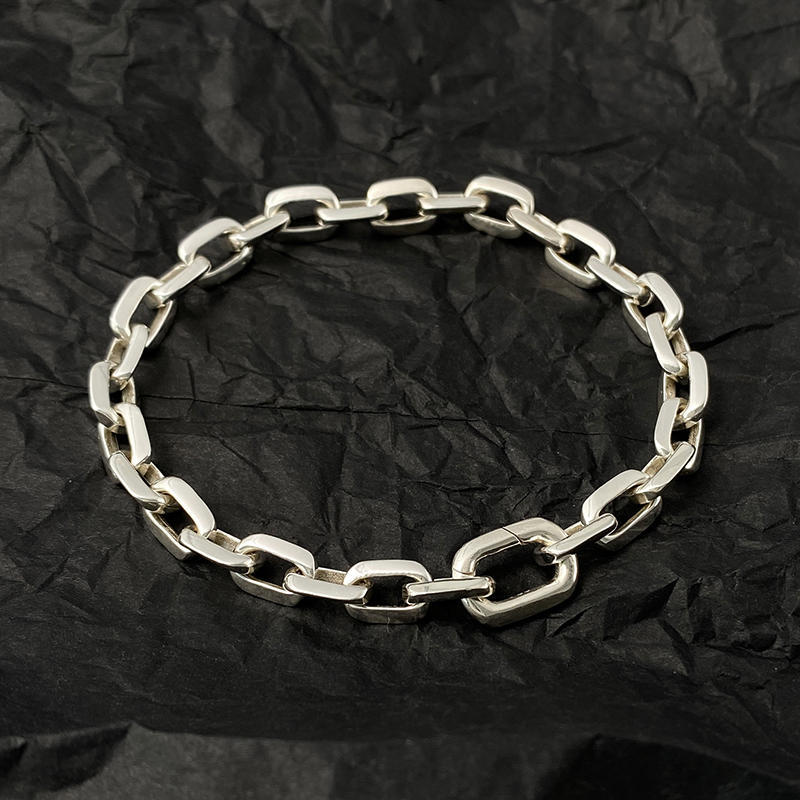 Pulsera de plata de ley para hombre moderna y sencilla