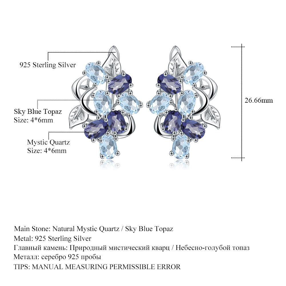 Pendientes de topacio con piedra natural personalizados Pendientes de plata S925