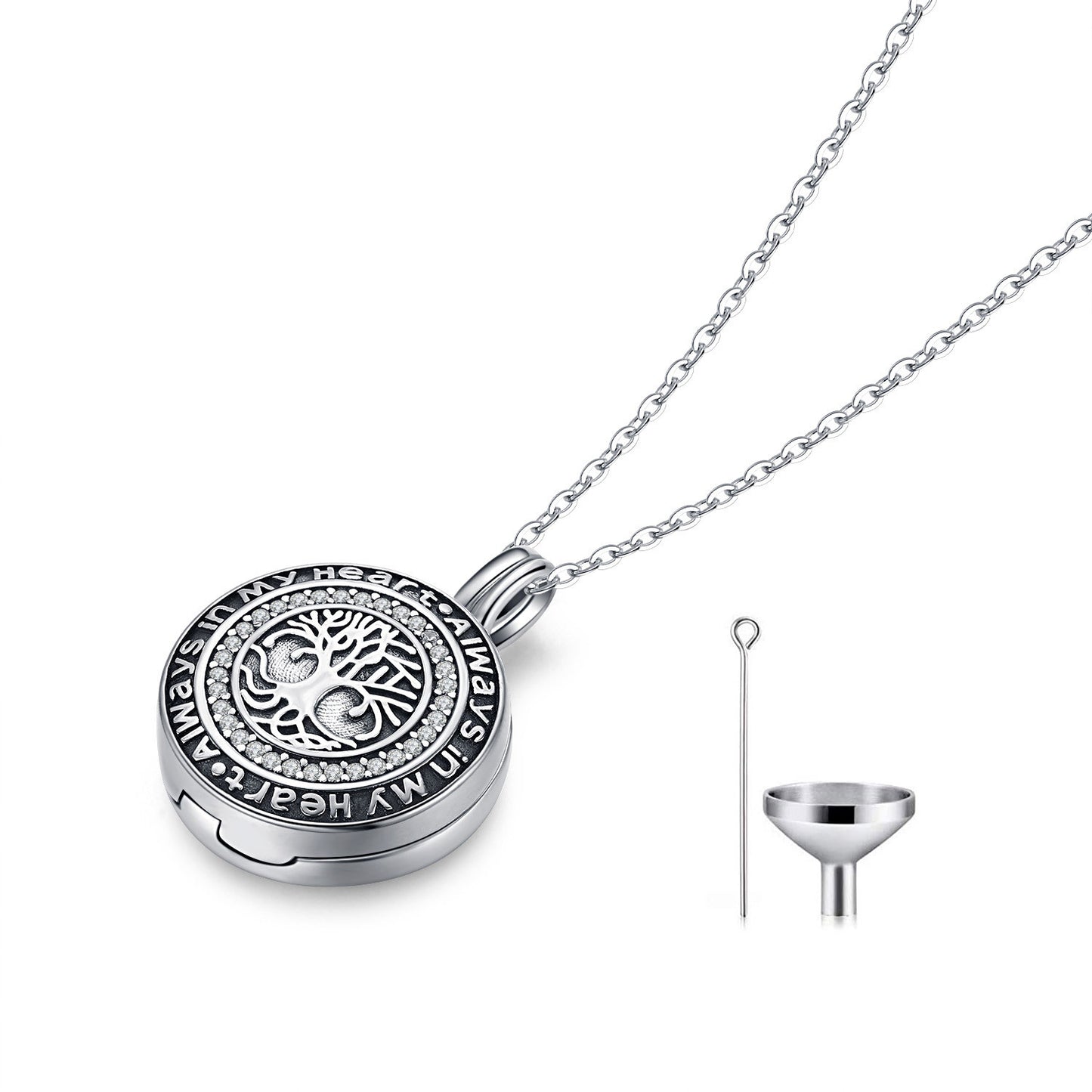 Collier commémoratif en argent sterling avec urne en forme d'arbre de vie