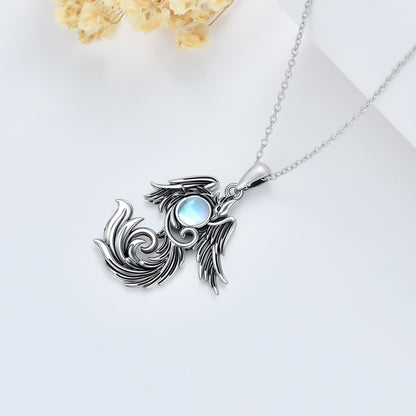 Collier Phoenix en pierre de lune en argent sterling 925 comme cadeau pour femmes et hommes