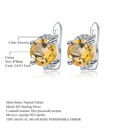 Natural Citrine Stud Earrings Fashion