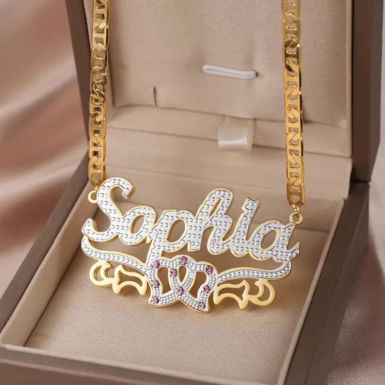 Hip Hop Trendy Two Tone Letter Necklace