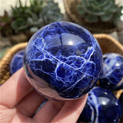 Adorno de bola de piedra azul de cristal natural de 8 cm