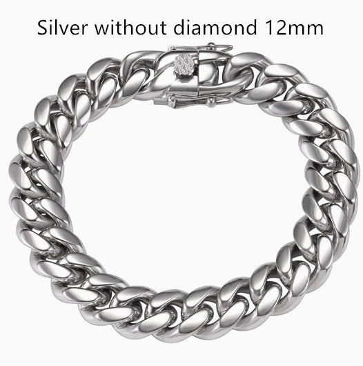 Men's Cuban Link Chain Titanium Steel Silver