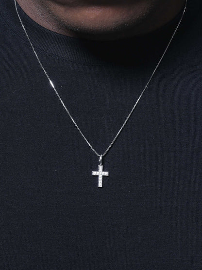 Full Diamond Cross Pendant Necklace Men's And Women's Clavicle Chain