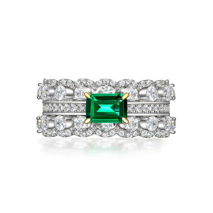 S925 Sterling Silver Jewelry Wholesale Emerald Double Row