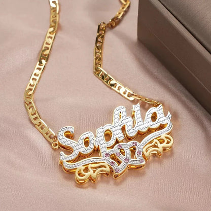 Hip Hop Trendy Two Tone Letter Necklace