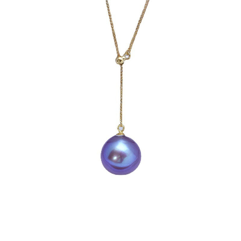 Pendentif perle d'eau douce 12 à 13 mm violet démon cercle parfait lumière forte défaut fin