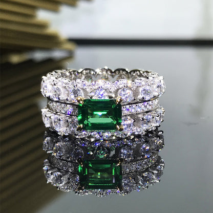 S925 Sterling Silver Jewelry Wholesale Emerald Double Row