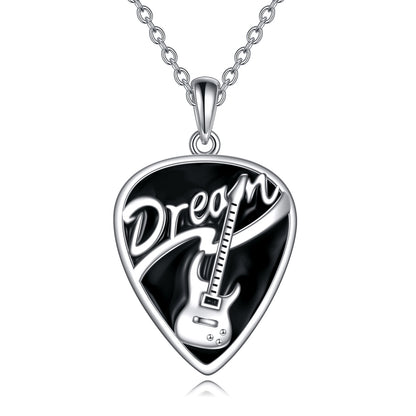 Collar con colgante de púa de guitarra musical de plata esterlina, joyería, regalos para mujeres