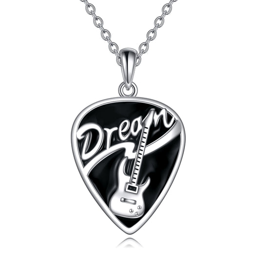 Collier pendentif médiator de guitare en argent sterling, bijoux cadeaux pour femmes