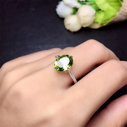 Anillo de peridoto natural de joyería de piedras preciosas de colores en plata 925