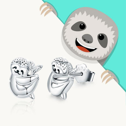 925 Sterling Silver Sloth Small Animal Hypoallergenic Earrings For Sensitive Ears