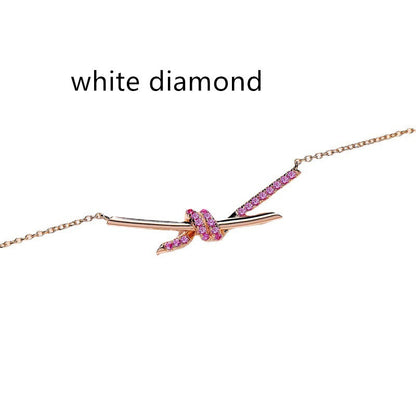 Diamond Bends And Hitches Necklace 18K Rose Gold Cross