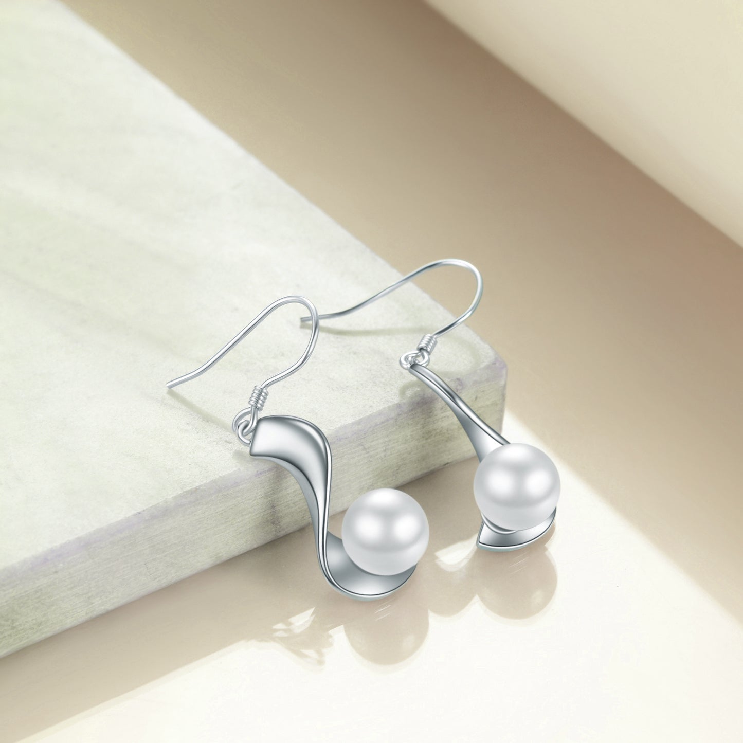 Boucles d'oreilles pendantes en argent sterling avec perles de 8 mm