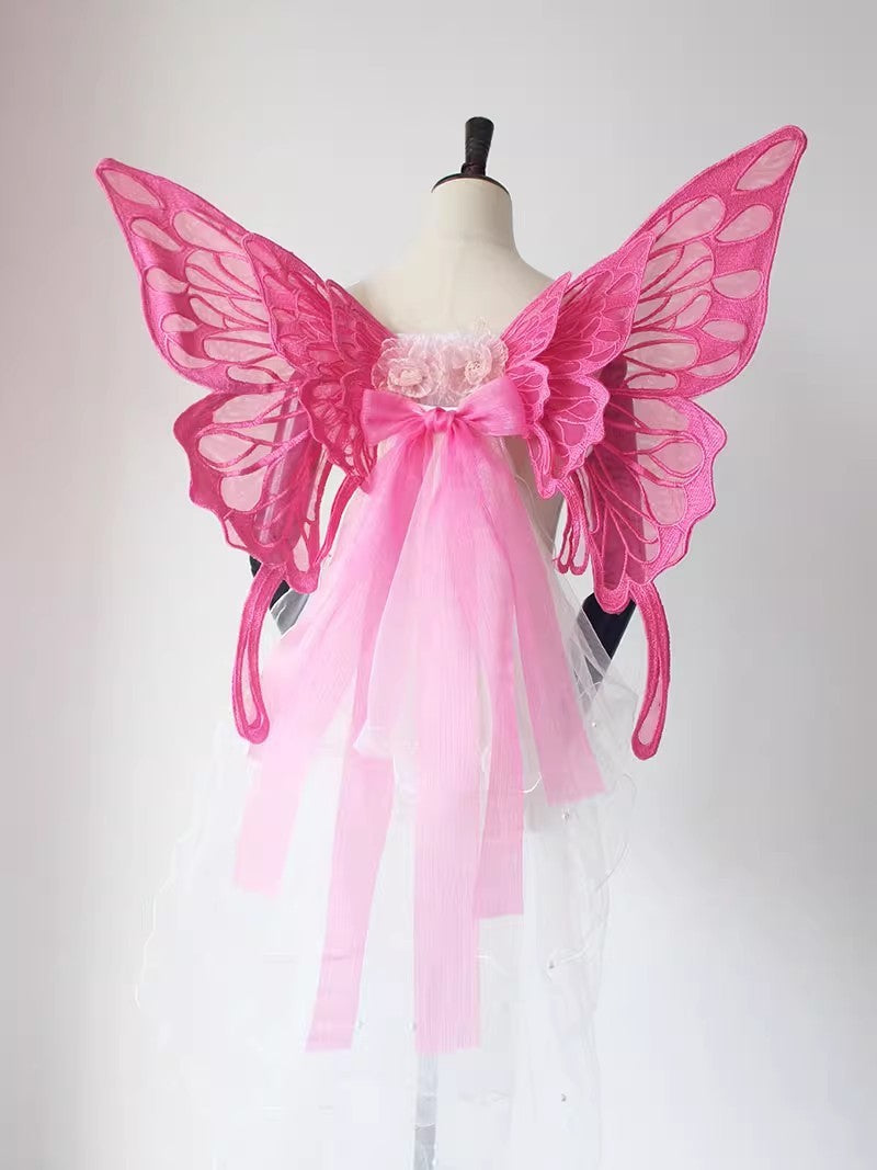 Cute Solid Color Butterfly Wings Back Decoration