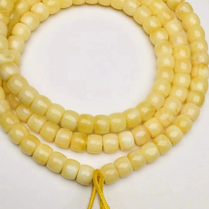 Perles de Bouddha coupées droites en cire d'abeille naturelle, accessoires d'artisanat à l'huile de poulet