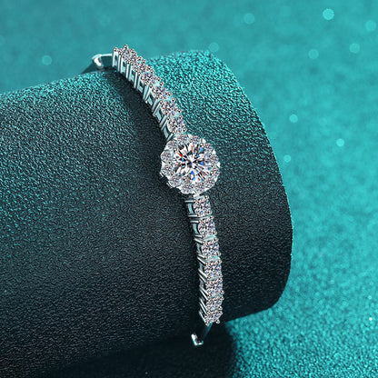 Bracelet en argent sterling S925 avec moissanite incrustée à la main et sac rond avec perceuse à bande ciel étoilé