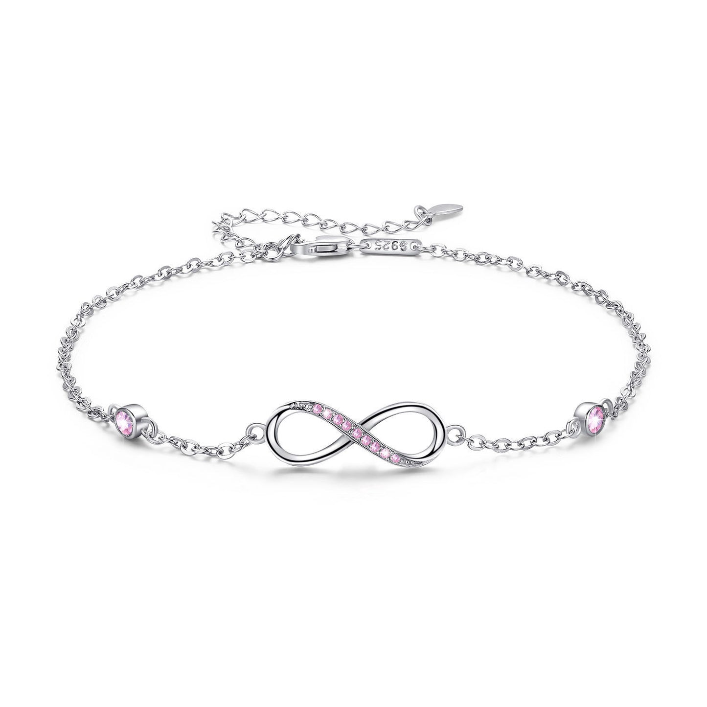 Tobillera con dije de símbolo de amor infinito de plata esterlina Tobilleras de cadena ajustables para mujer