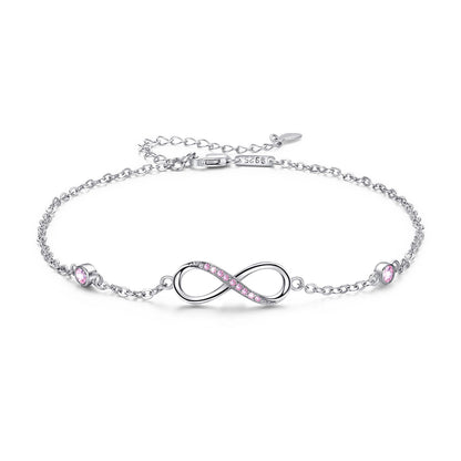 Tobillera con dije de símbolo de amor infinito de plata esterlina Tobilleras de cadena ajustables para mujer