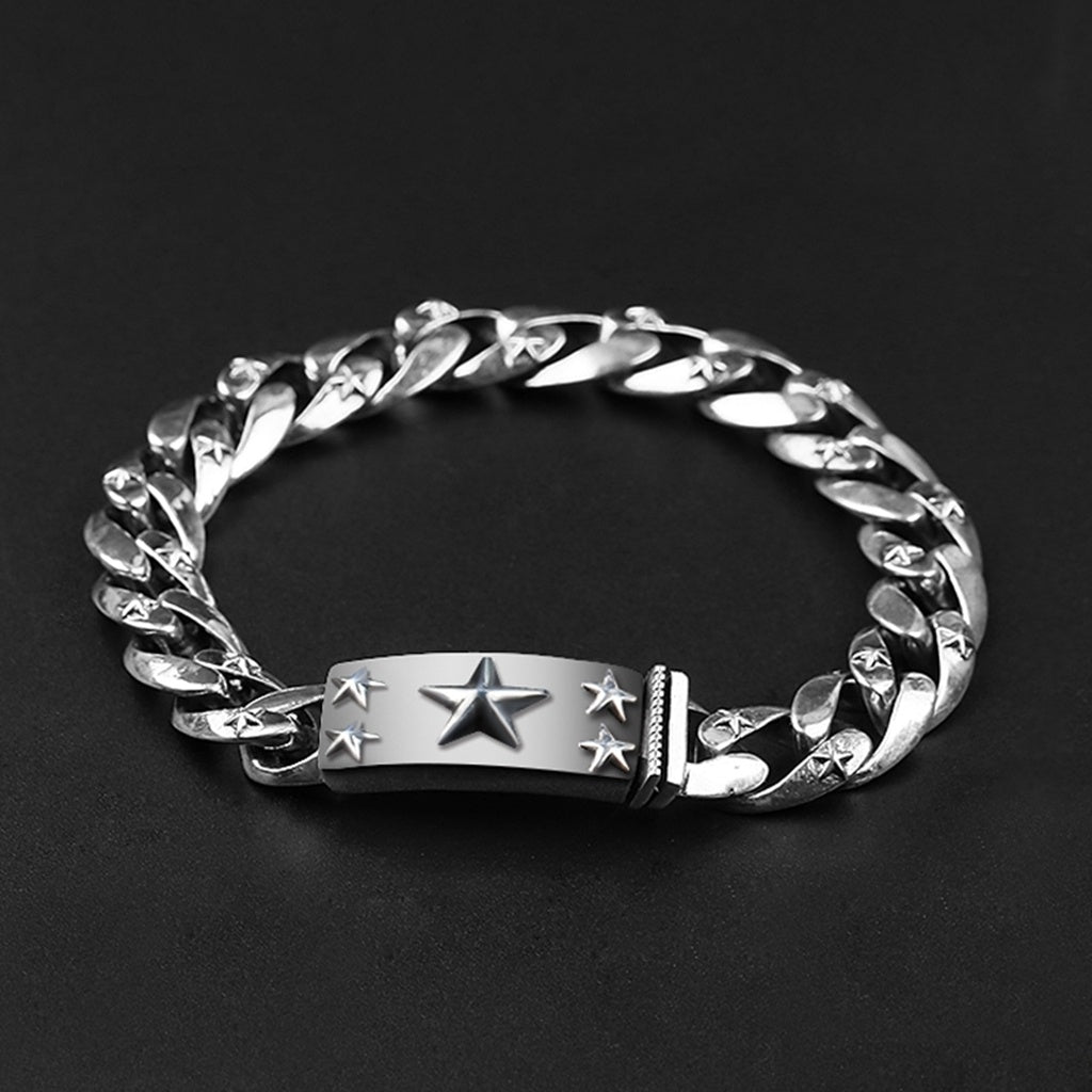 Men's Retro Thick Type S925 Sterling Silver Bracelet