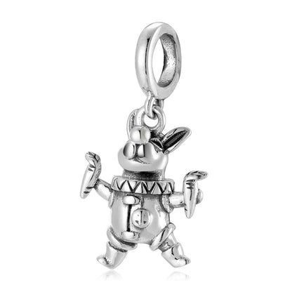 Colgante de cuentas de plata de ley 925 con forma de animal de aventura, conejo, tiburón, pelícano, pulsera para niña, accesorios de bricolaje