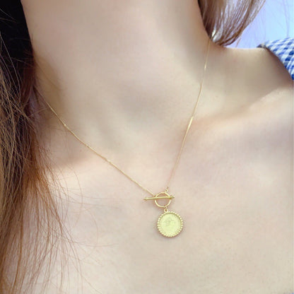 Gold Retro Round Brand Pure Jewelry Necklace