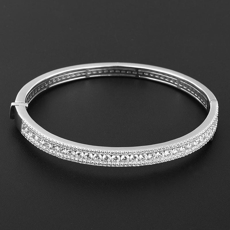 Pulsera de plata de ley de moda para mujer con diamantes de imitación y circonitas