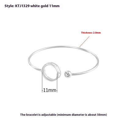 S925 Silver Bracelet Eardrop Frame Women's Simple Temperament Open-ended Bracelet