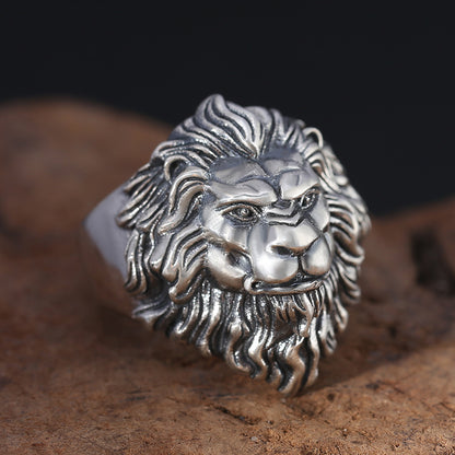 Male Fashion Vintage Thai Silver Lion Ring