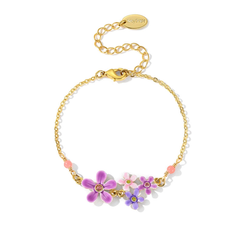 Pulsera de flores pequeñas de Myosotis sylvatica morada