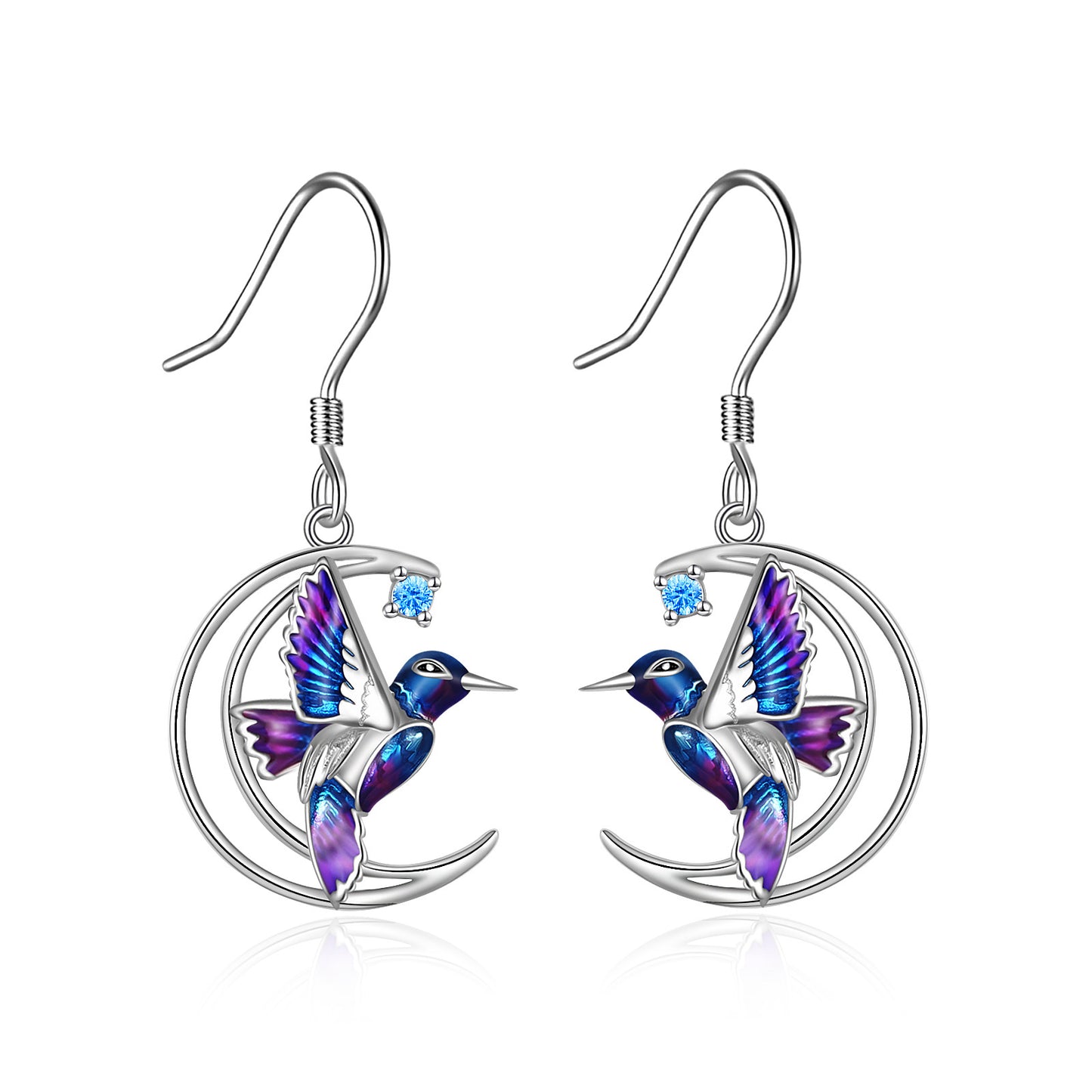 Pendientes colgantes con forma de colibrí en plata de ley 925, regalo de joyería para mujer