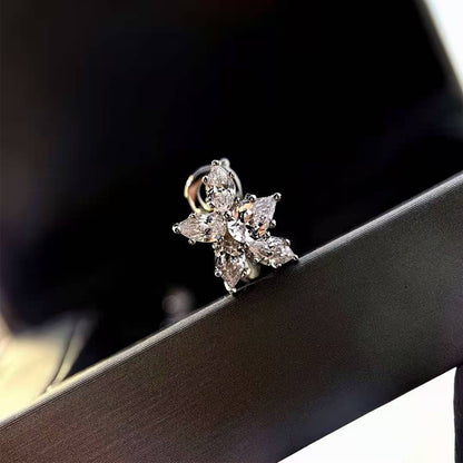 Small Brocade Bunch Simulation Diamond Stud Earrings 925 Silver