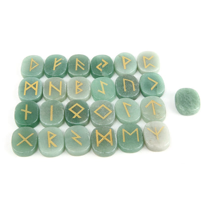 Nordic Germanic Runes Luenruini Letter Natural Crystal Oval Piece Rune 24 1 Set