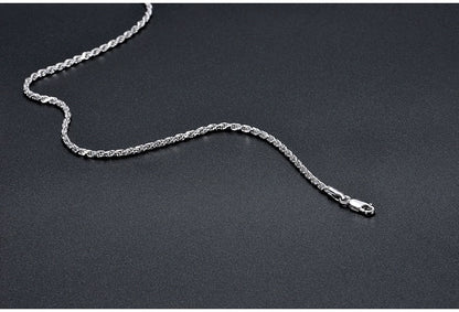 Pure S925 Fried Dough Twists Sterling Silver Necklace Collar Chain