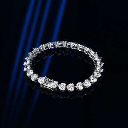 Women's Simple S925 Silver Fashion Diamond Heart-shaped Zircon Bracelet