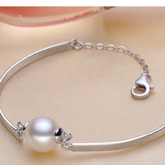 Pulsera de cuentas preciosas redondas de plata s925 para mujer