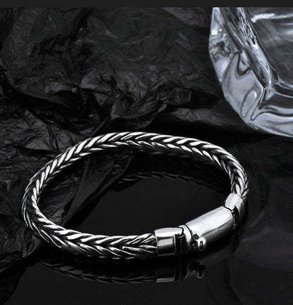 Pulsera tejida a mano con quilla de plata S925 para hombre