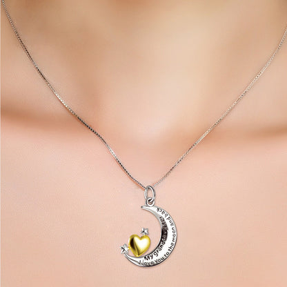 Moon &Star Shape Pendant 925 Silver Necklace