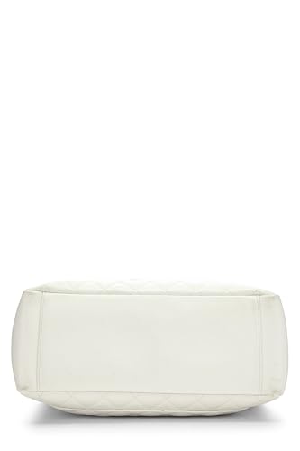 Chanel, Grand sac cabas matelassé Caviar blanc d'occasion (GST), blanc