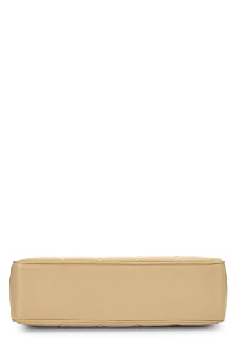 Chanel, Bolso tote grande con cierre giratorio 'CC' de caviar acolchado beige Pre-Loved, Beige