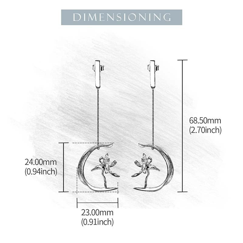 Unique Flower Design Half Flower-de-Luce S925 Women's Eardrops Literary And Natural Data Packet