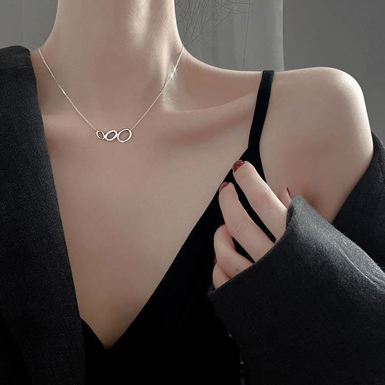 Women's S999 Sterling Silver Three-ring Necklace