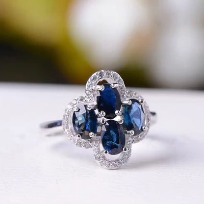 Colorful Jewelry Silver Set Jewelry Natural Sapphire Ring