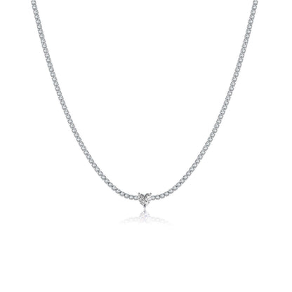 S925 Loving Heart In Sterling Silver Diamond-studded Necklace Female