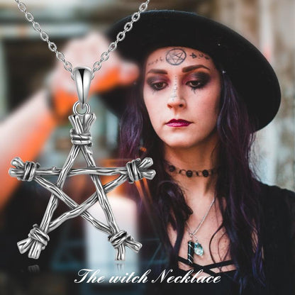 Sterling Silver Gothic Punk Witch Pentagram PSupernatural Merchandise endant Jewellery