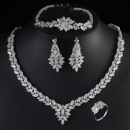 Zircon Bridal Tassel Jewelry Earring Set